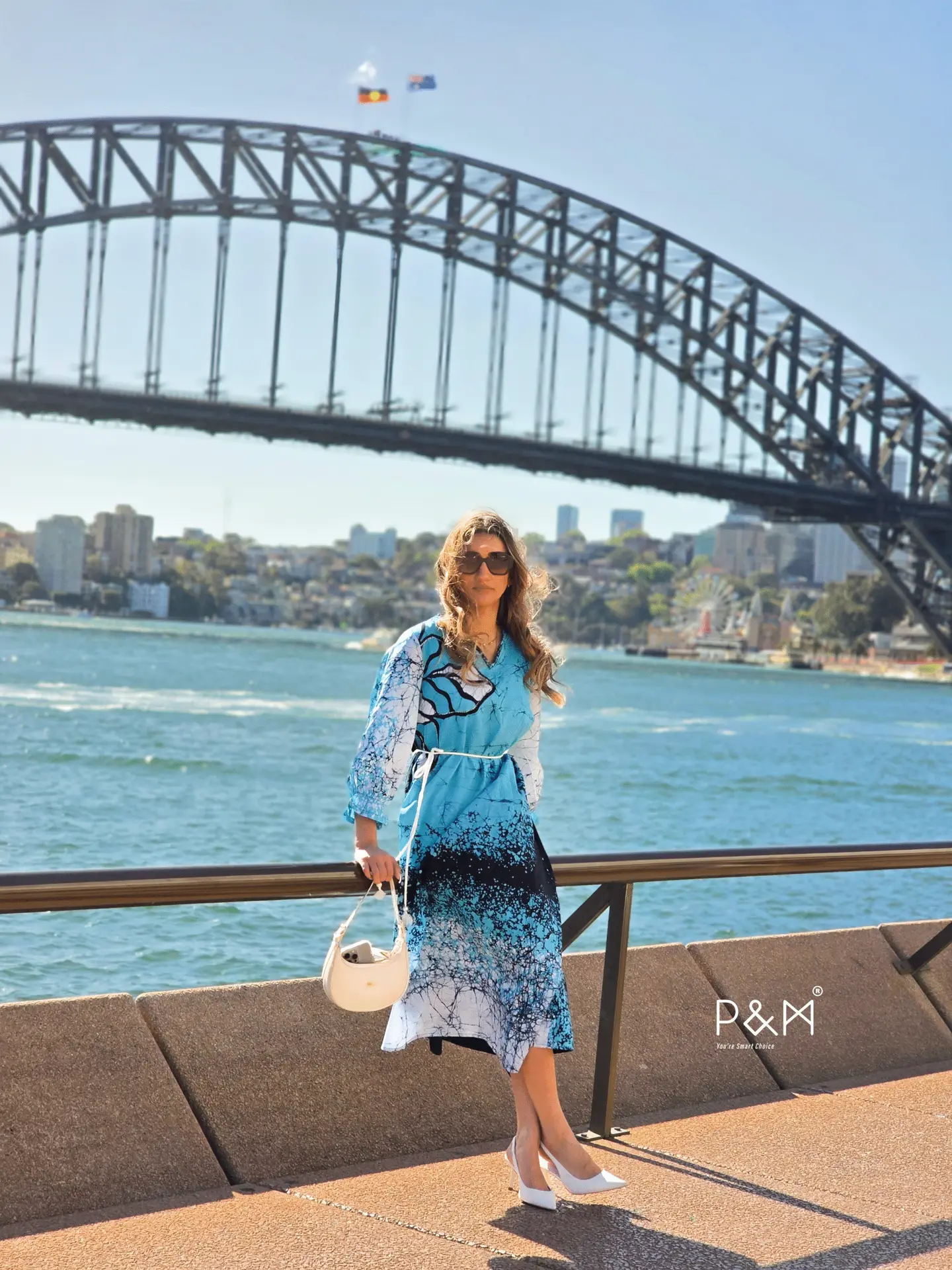 Balloon Sleeve Ocean Mist Long Dress